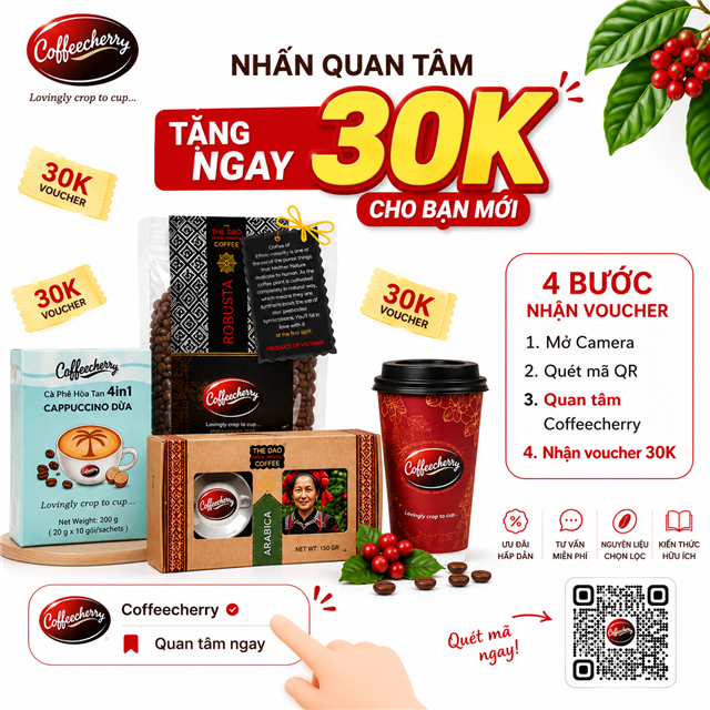 Quan tâm Zalo OA Coffeecherry - Nhận ngay Voucher khủng!